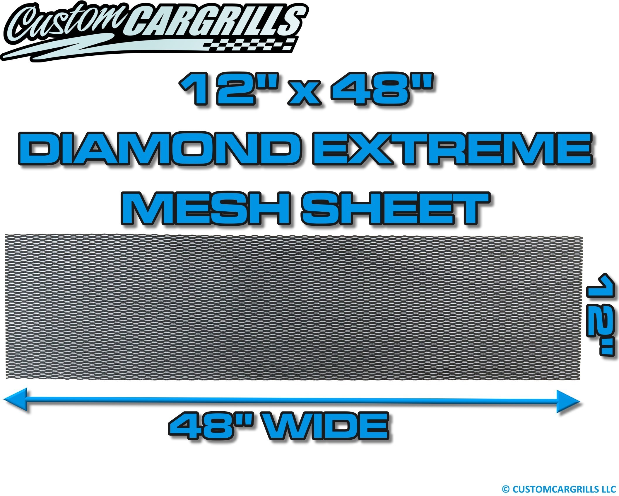 12in. x 48in. Diamond Extreme Grill Mesh Sheet - Flat Black #4