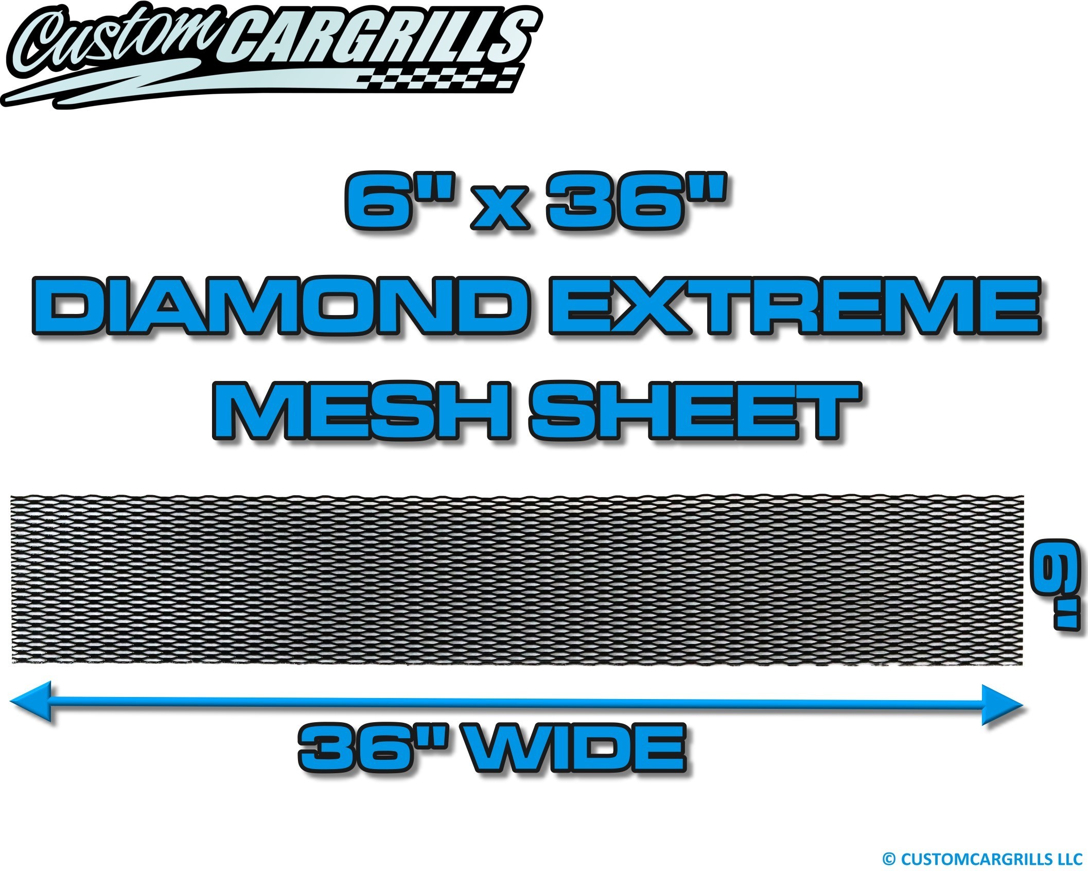 6in. x 36in. Diamond Extreme Grill Mesh Sheet - Gloss Black #4