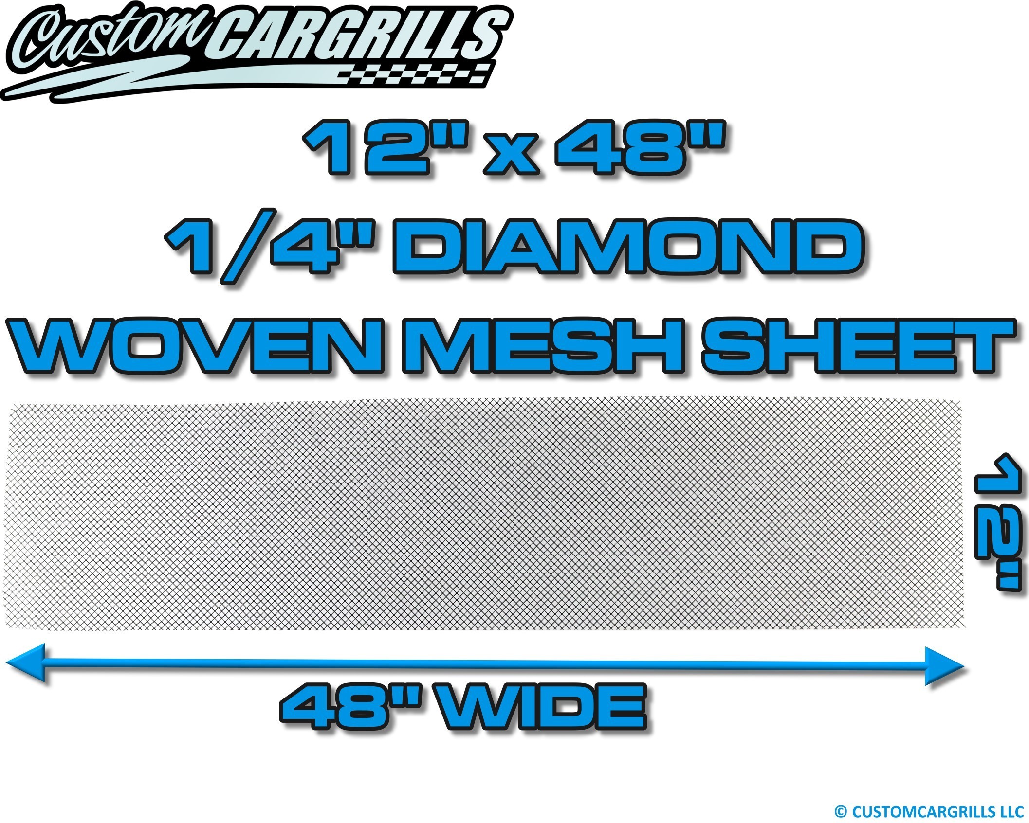12in. x 48in. 0.25 Diamond Woven Grill Mesh Sheets - Gloss Black #4