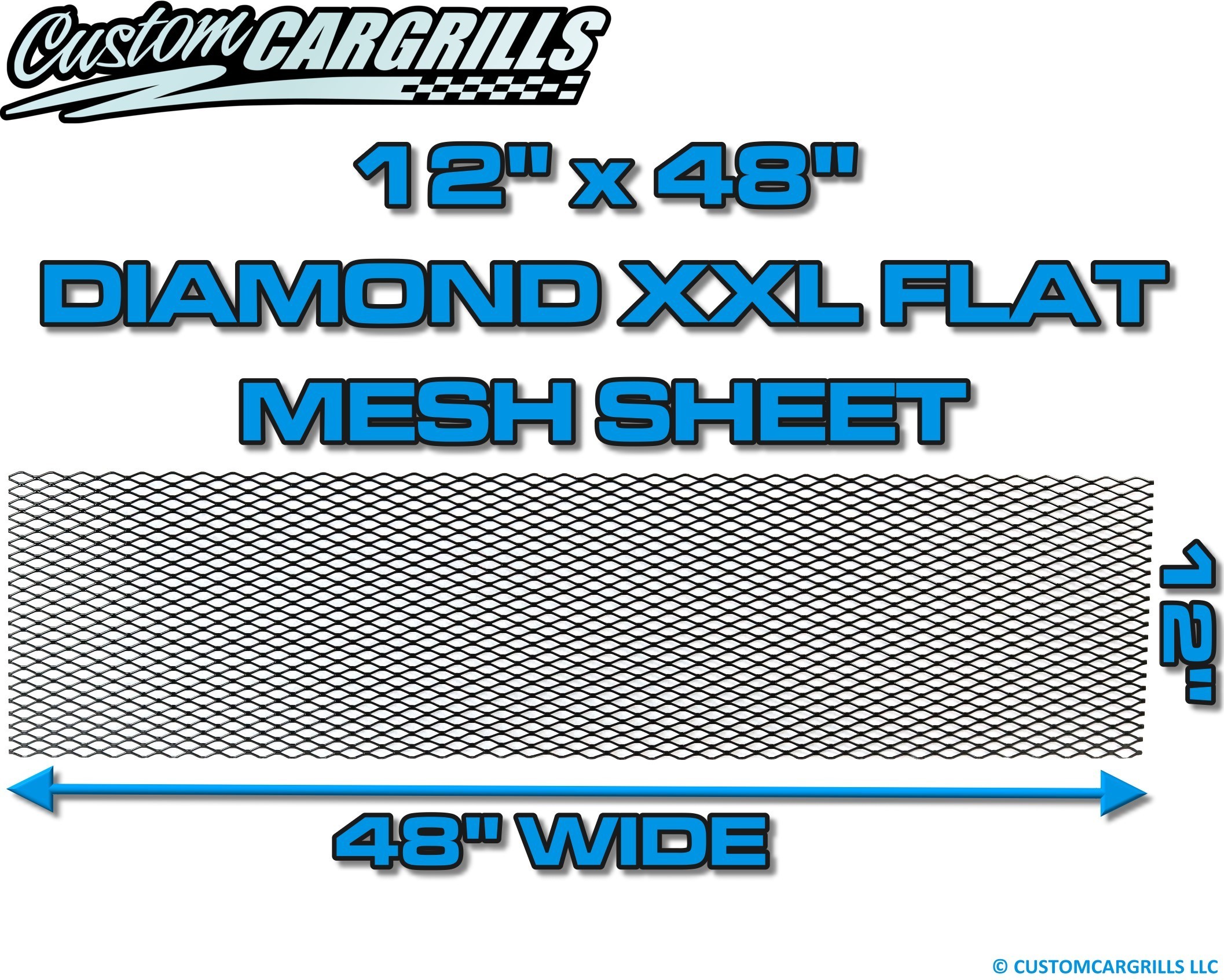 12in. x 48in. Diamond XXL Flat Grill Mesh Sheet - Gloss Black #4