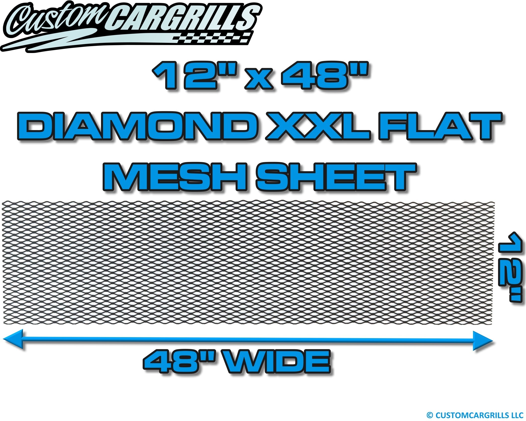 12in. x 48in. Diamond XXL Flat Grill Mesh Sheet - Flat Black #4