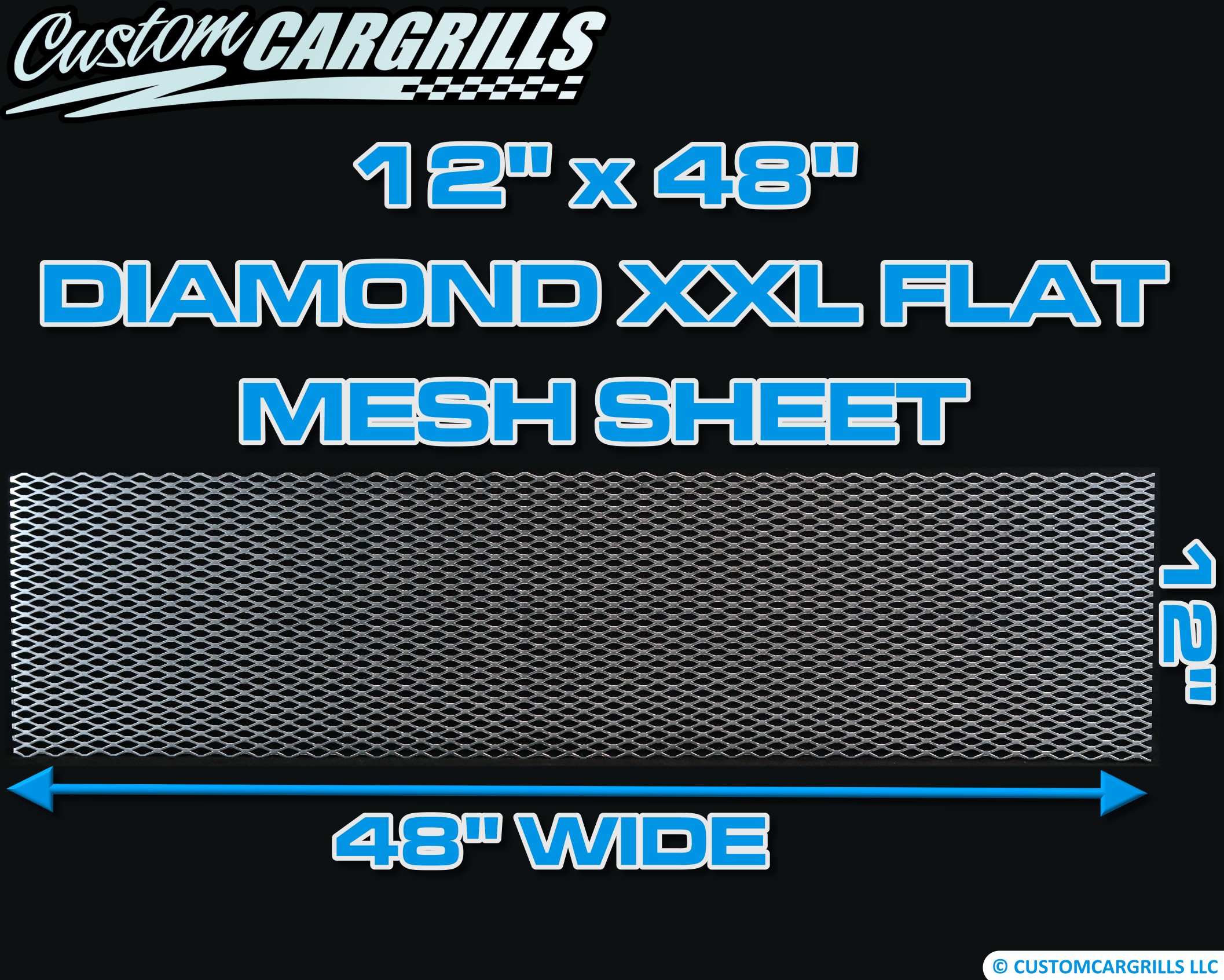 12in. x 48in. Diamond XXL Flat Grill Mesh Sheet - Silver #4