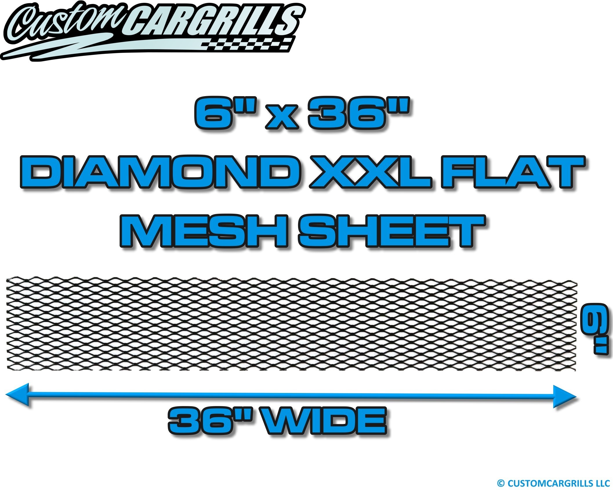 6in. x 36in. Diamond XXL Flat Grill Mesh Sheet - Gloss Black #4