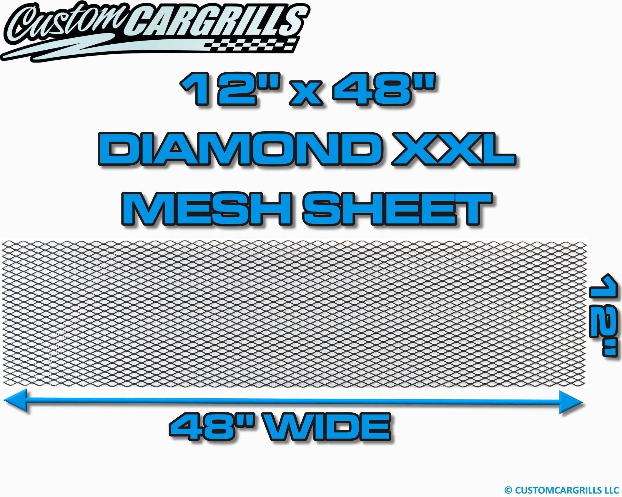 12in. x 48in. Diamond XXL Grill Mesh Sheet - Gloss Black #4