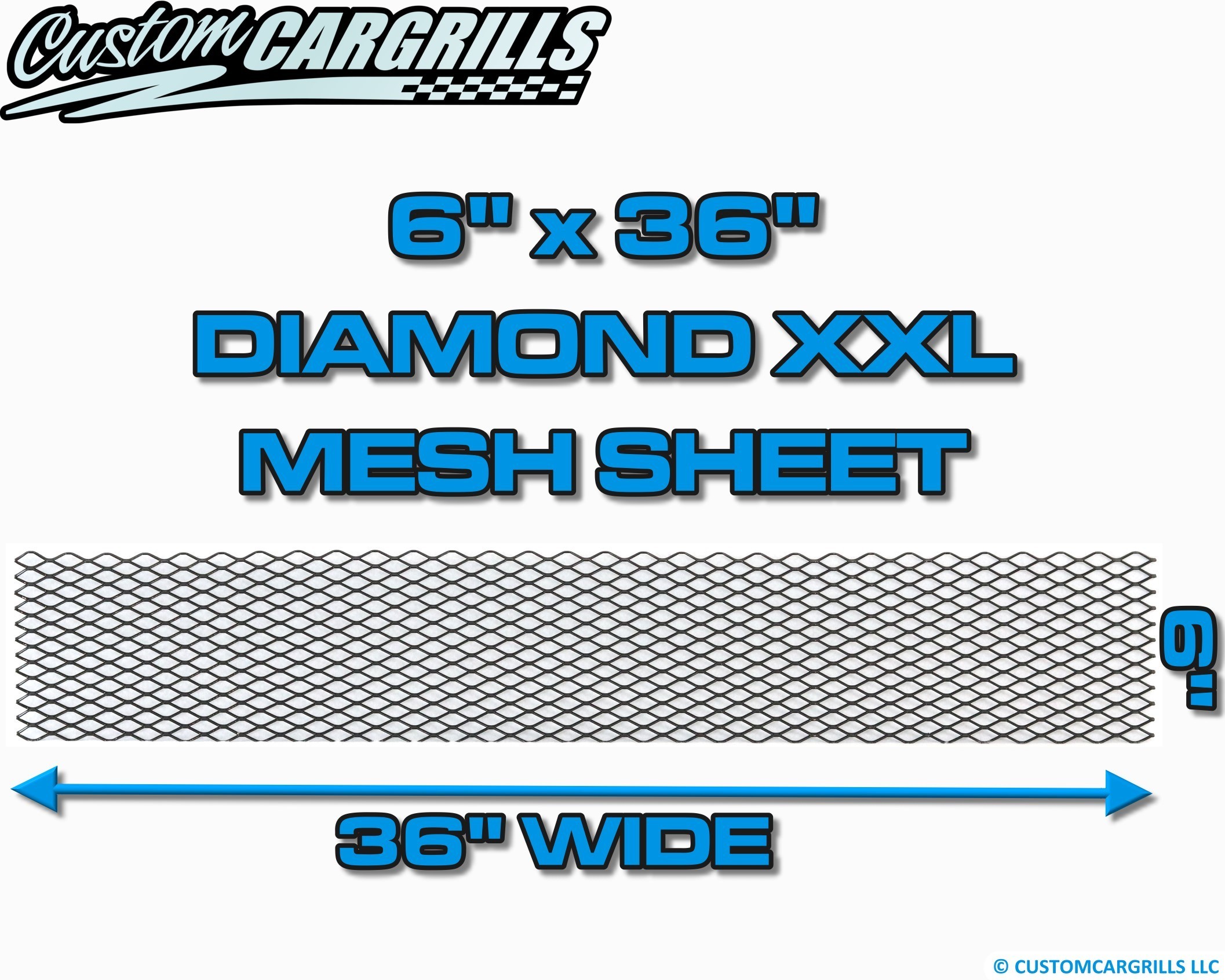 6in. x 36in. Diamond XXL Grill Mesh Sheet - Gloss Black #4