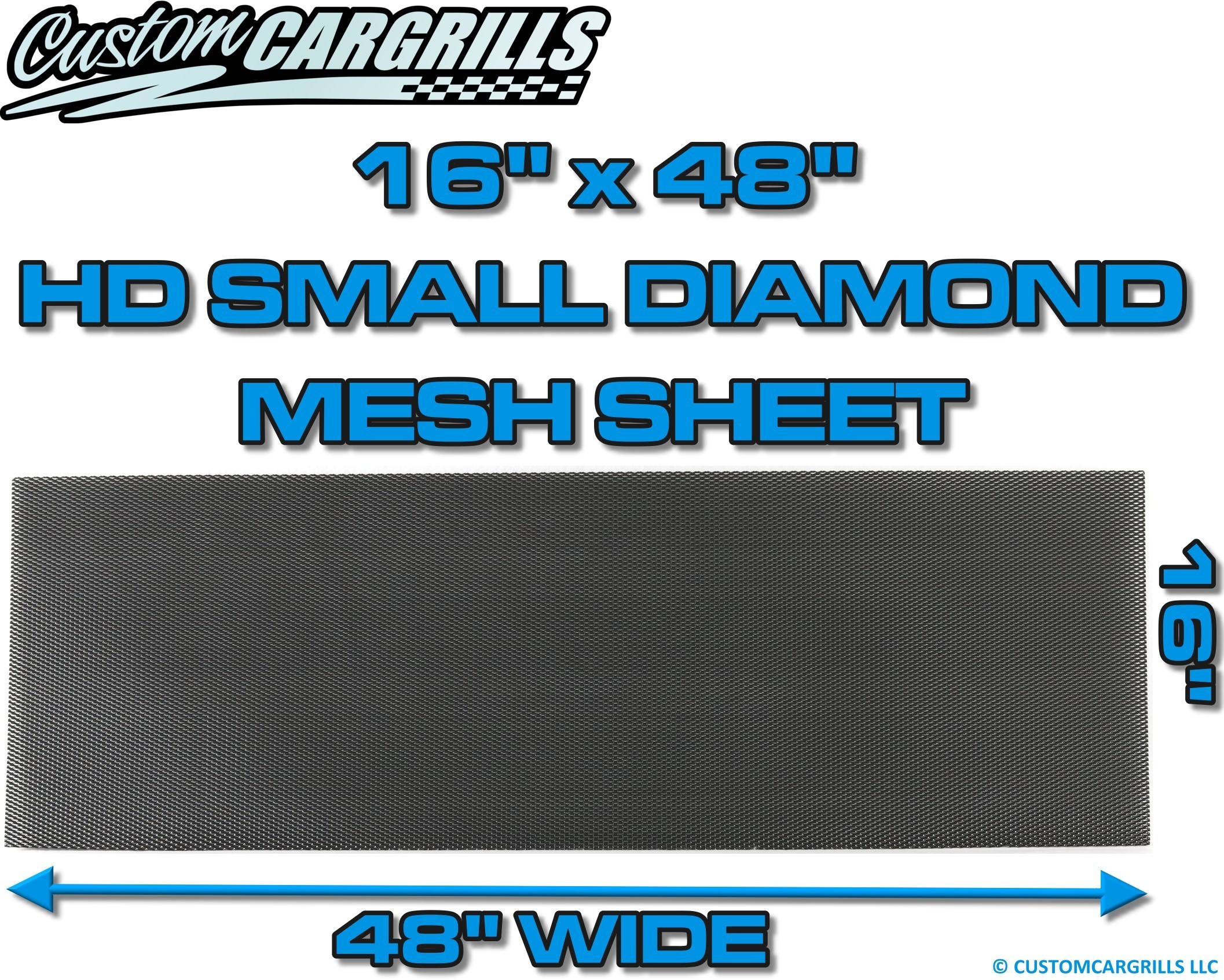 16in. x 48in. HD Small Diamond Grill Mesh Sheet - Gloss Black #4