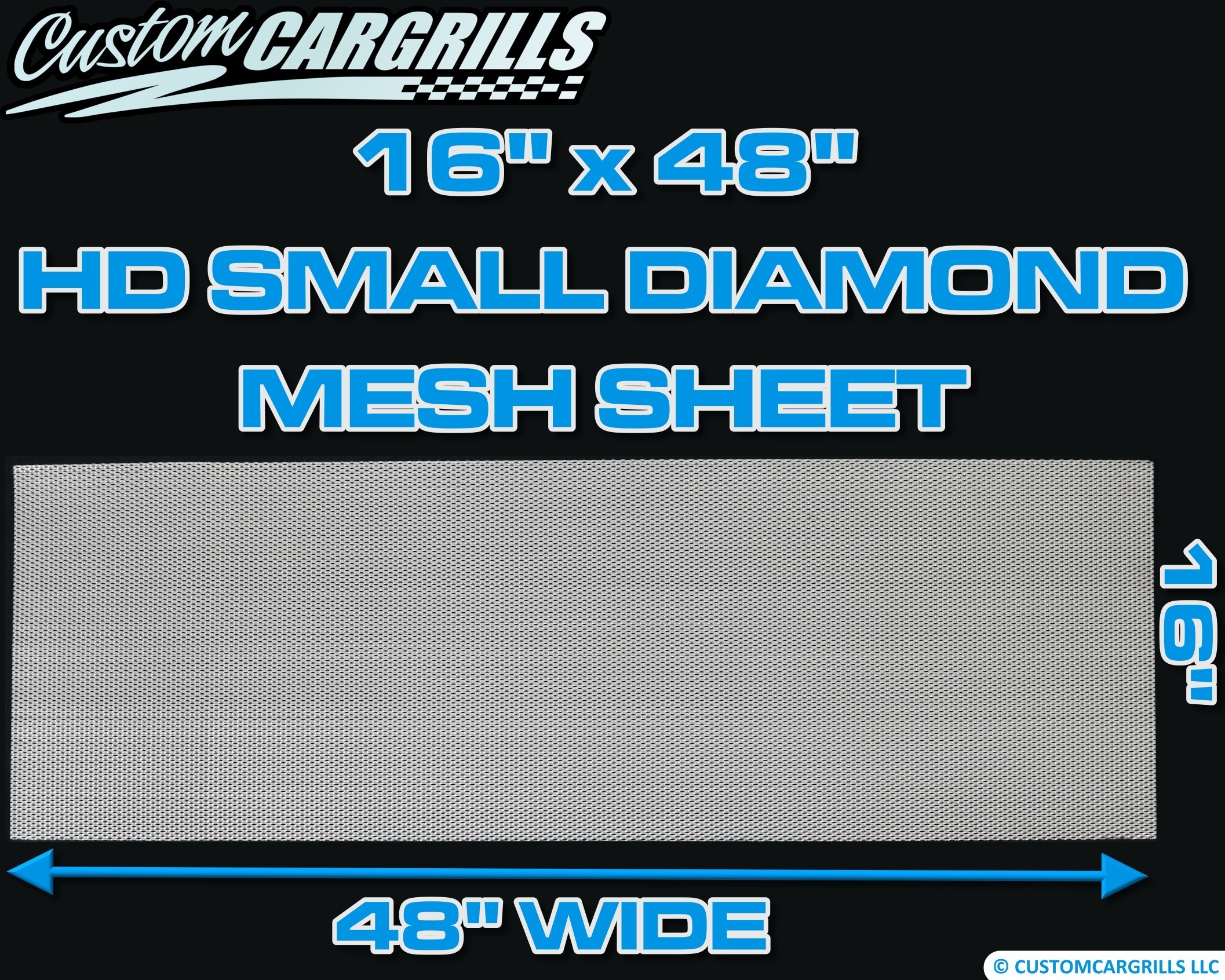 16in. x 48in. HD Small Diamond Grill Mesh Sheet - Silver #3