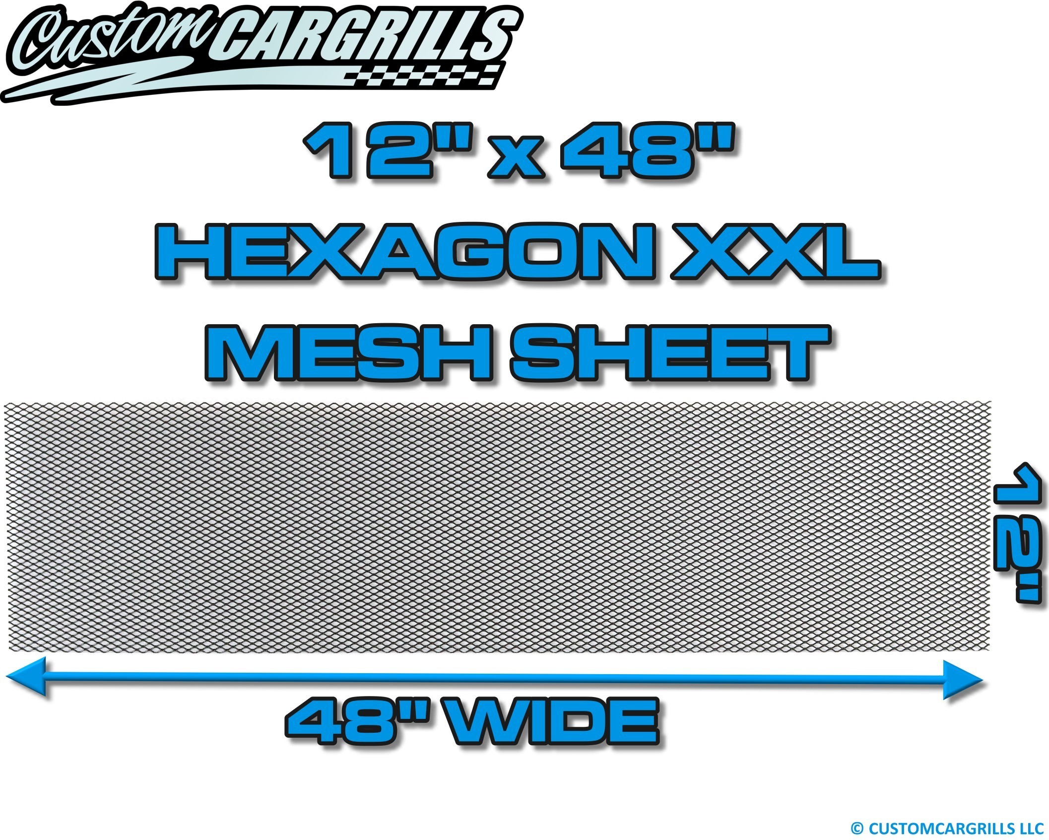 12in. x 48in. Hexagon XXL Grill Mesh Sheet  - Gloss Black #4