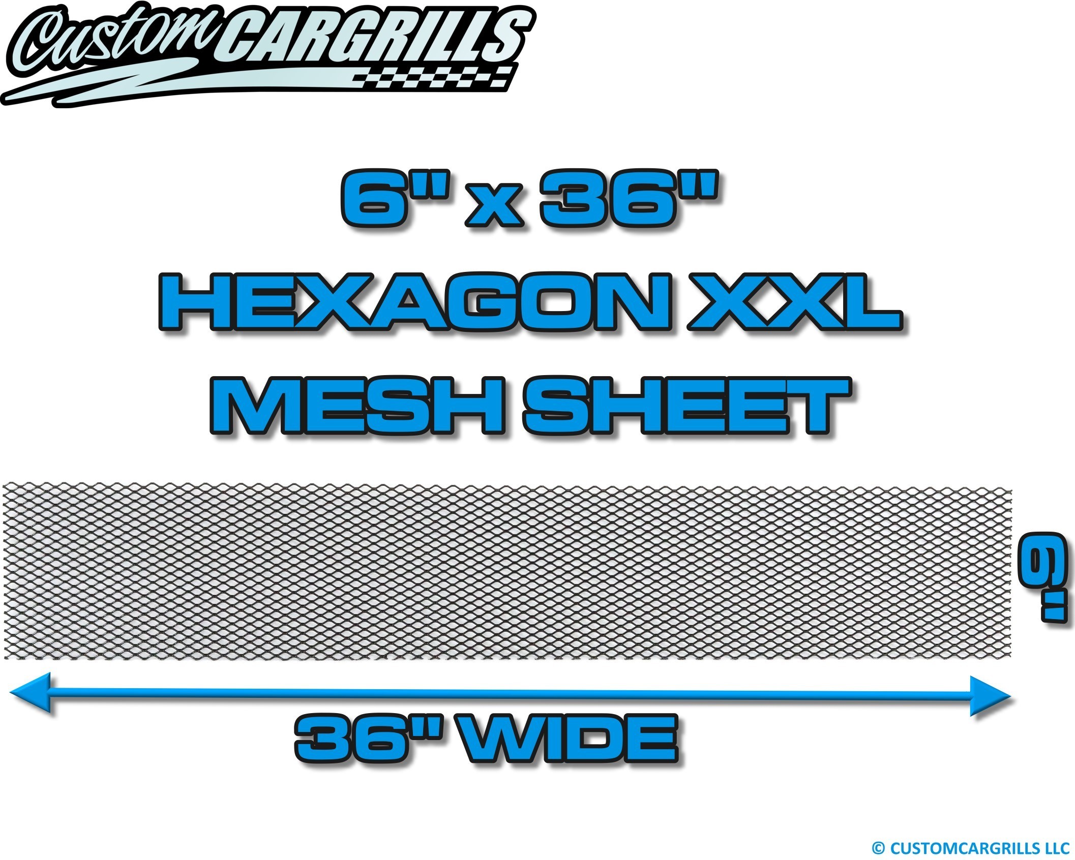 6in. x 36in. Hexagon XXL Grill Mesh Sheet  - Gloss Black #4