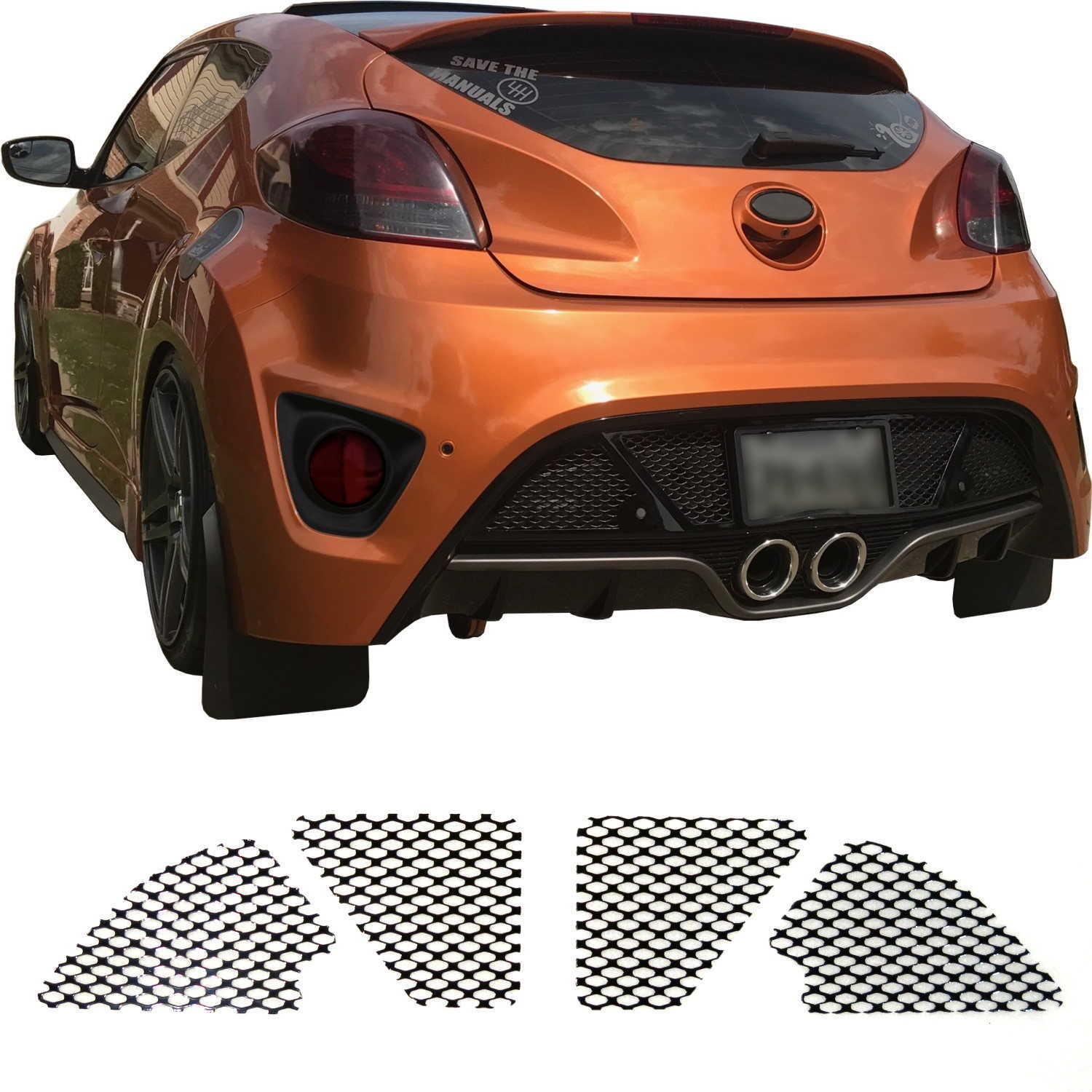 2012 - 2017 Hyundai Veloster Turbo Rear Bumper Mesh Set