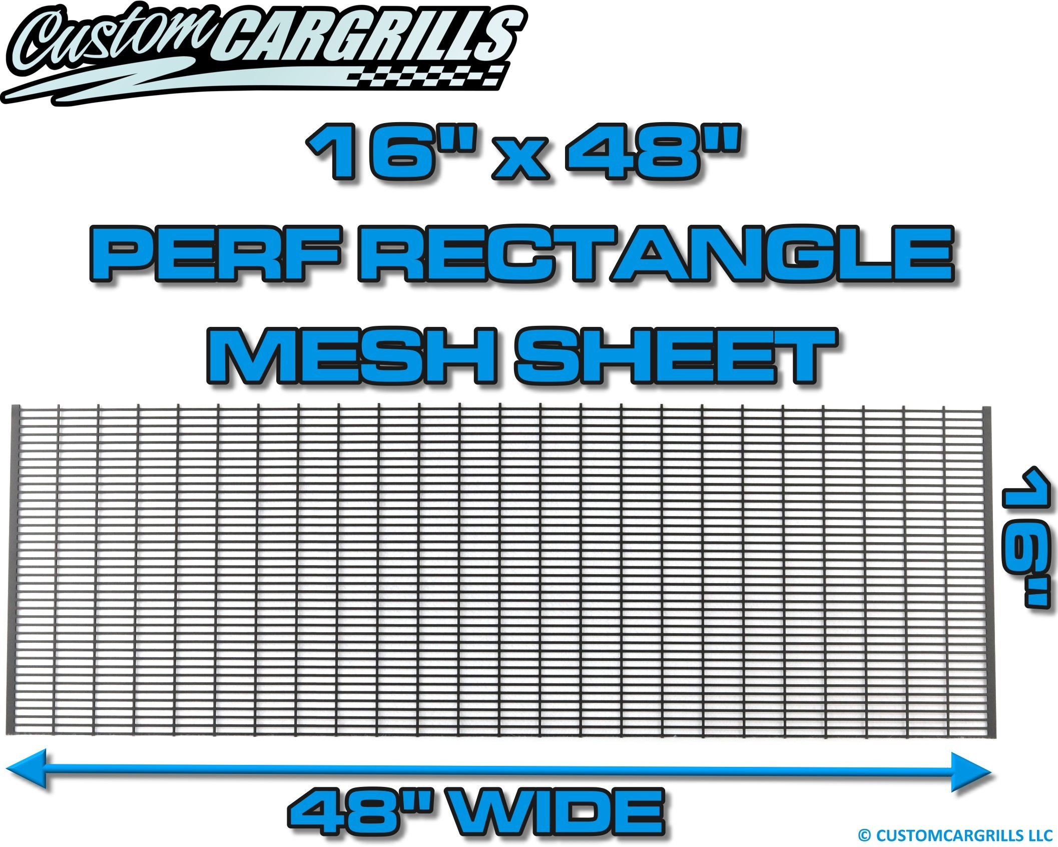 16in. x 48in. Perforated Rectangle Grill Mesh Sheet - Flat Black #4