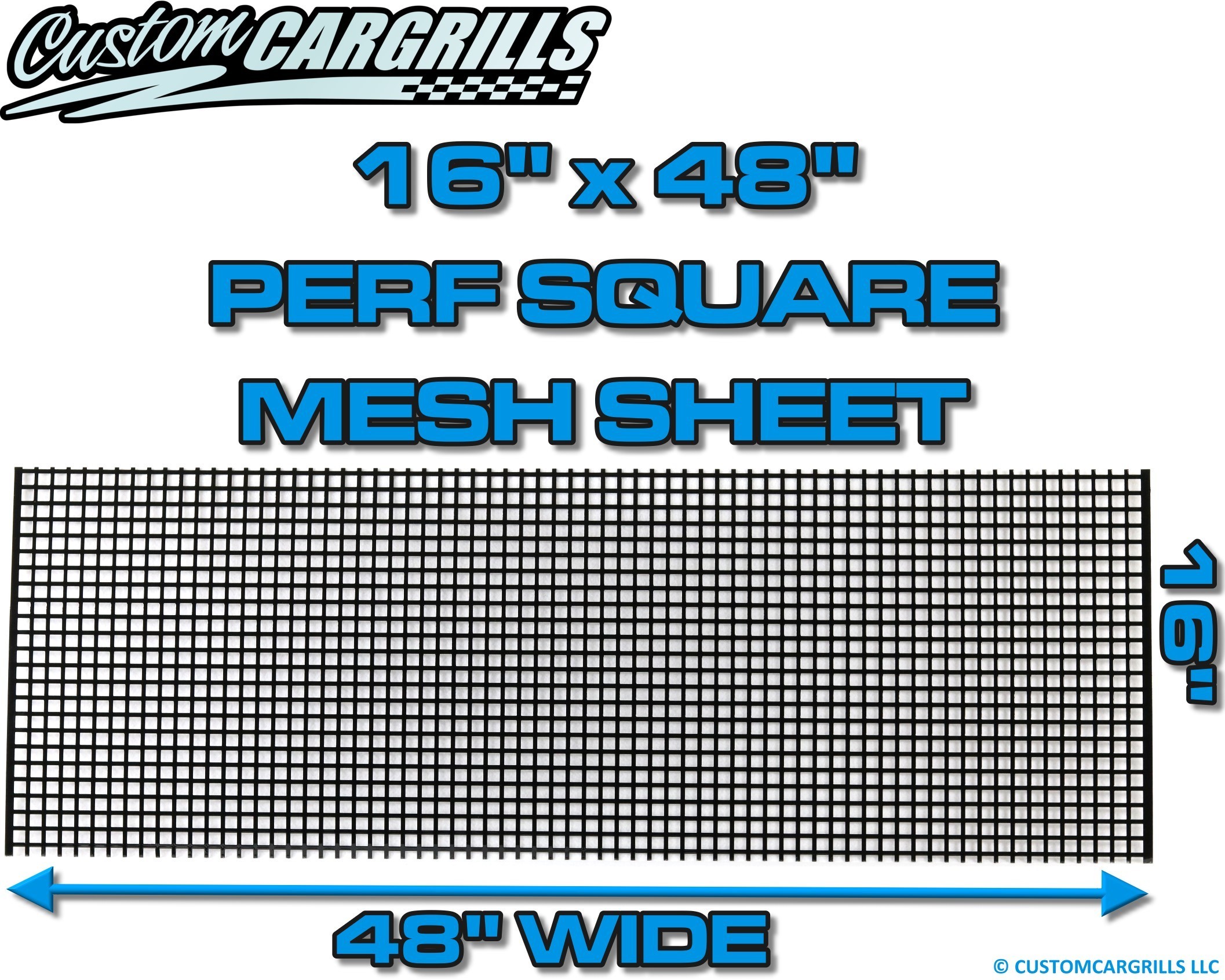 16in. x 48in. Perforated Square Grill Mesh Sheet - Gloss Black #4