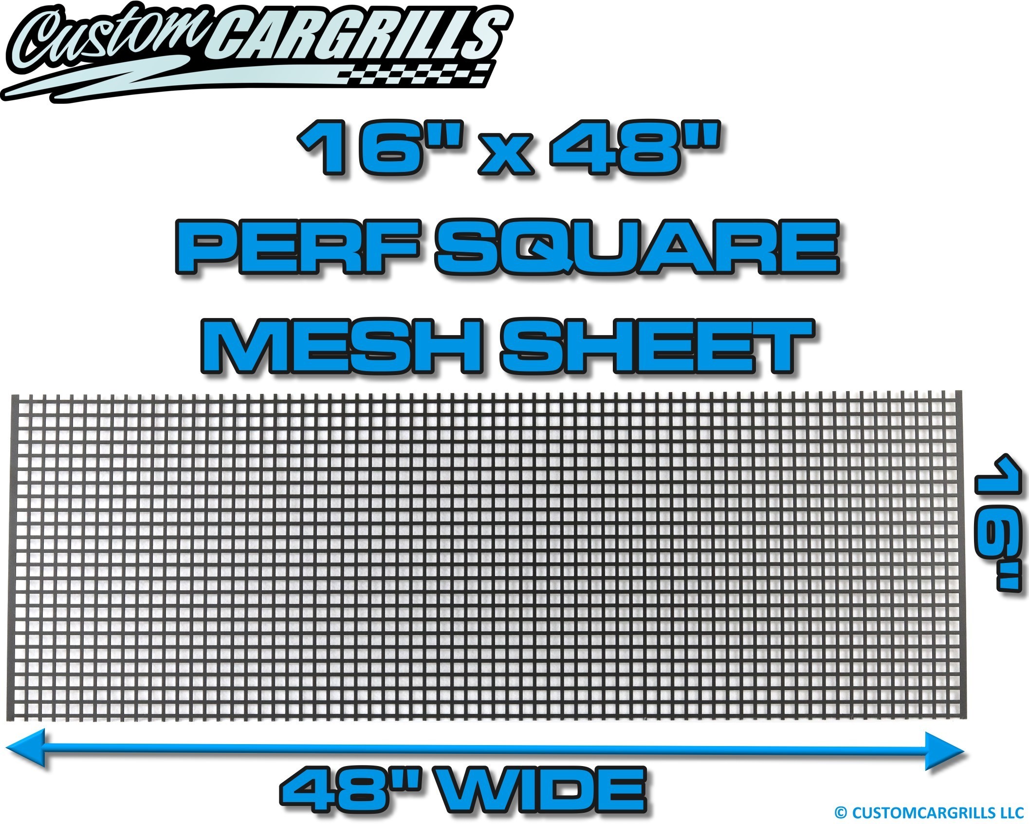 16in. x 48in. Perforated Square Grill Mesh Sheet - Flat Black #4