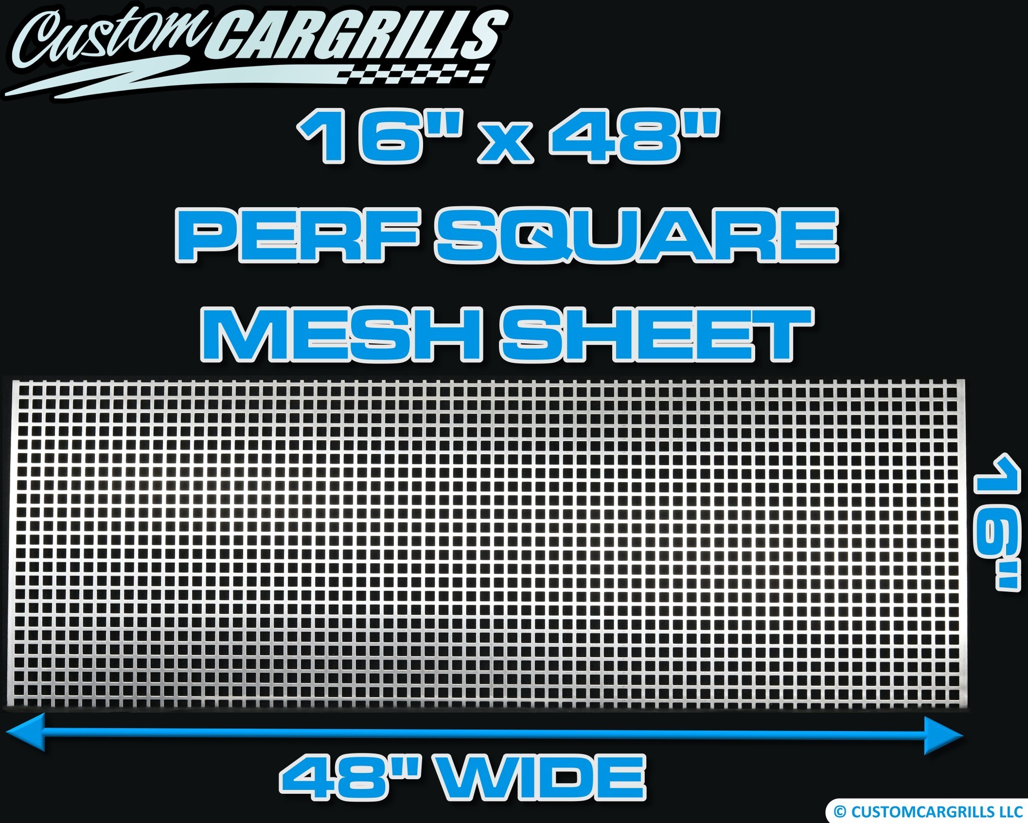 16in. x 48in. Perforated Square Grill Mesh Sheet - Silver #4
