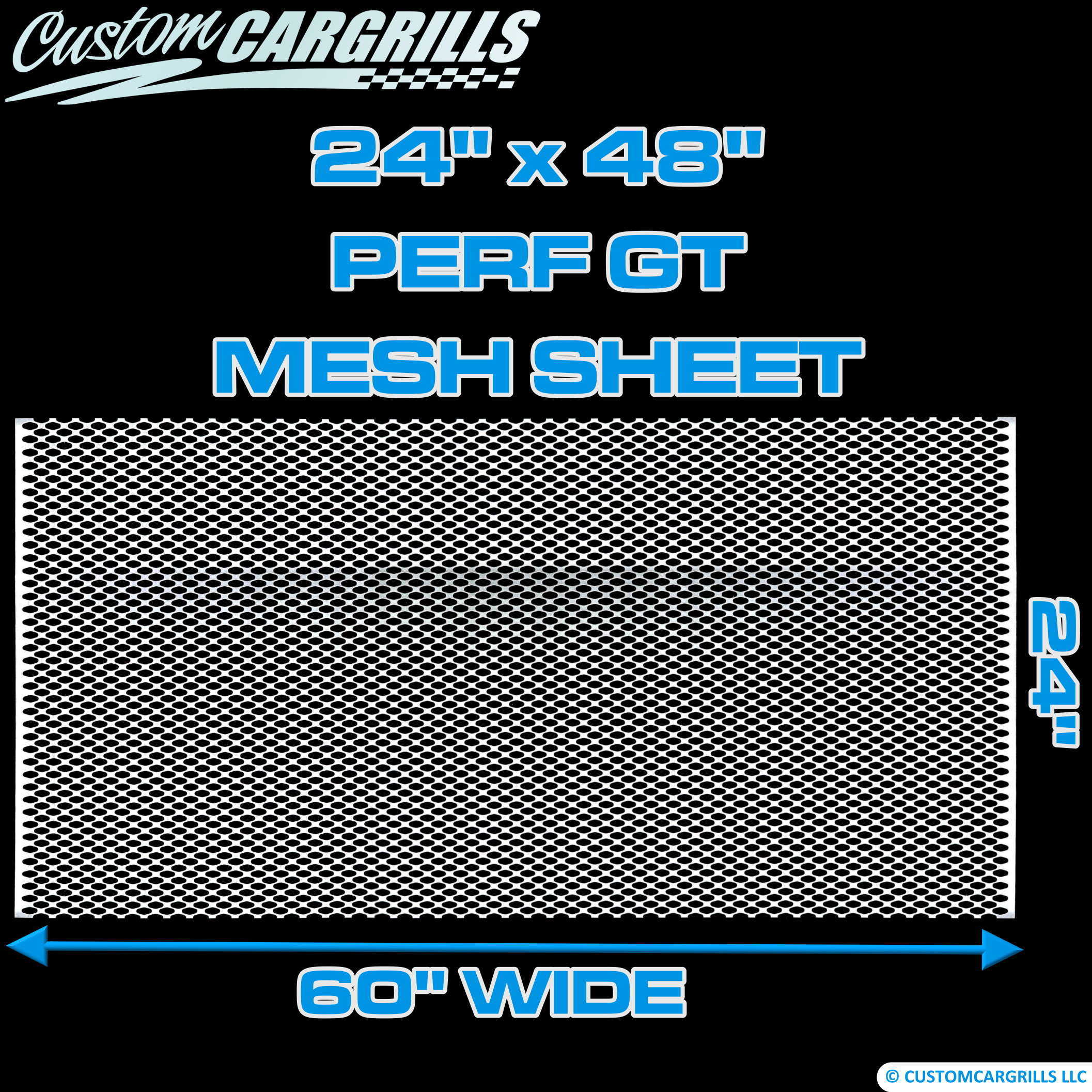 Custom Car Grills Universal 24x48 Perforated Aluminum Mesh Sheet, Powder Coated Gloss Black For Custom Fit