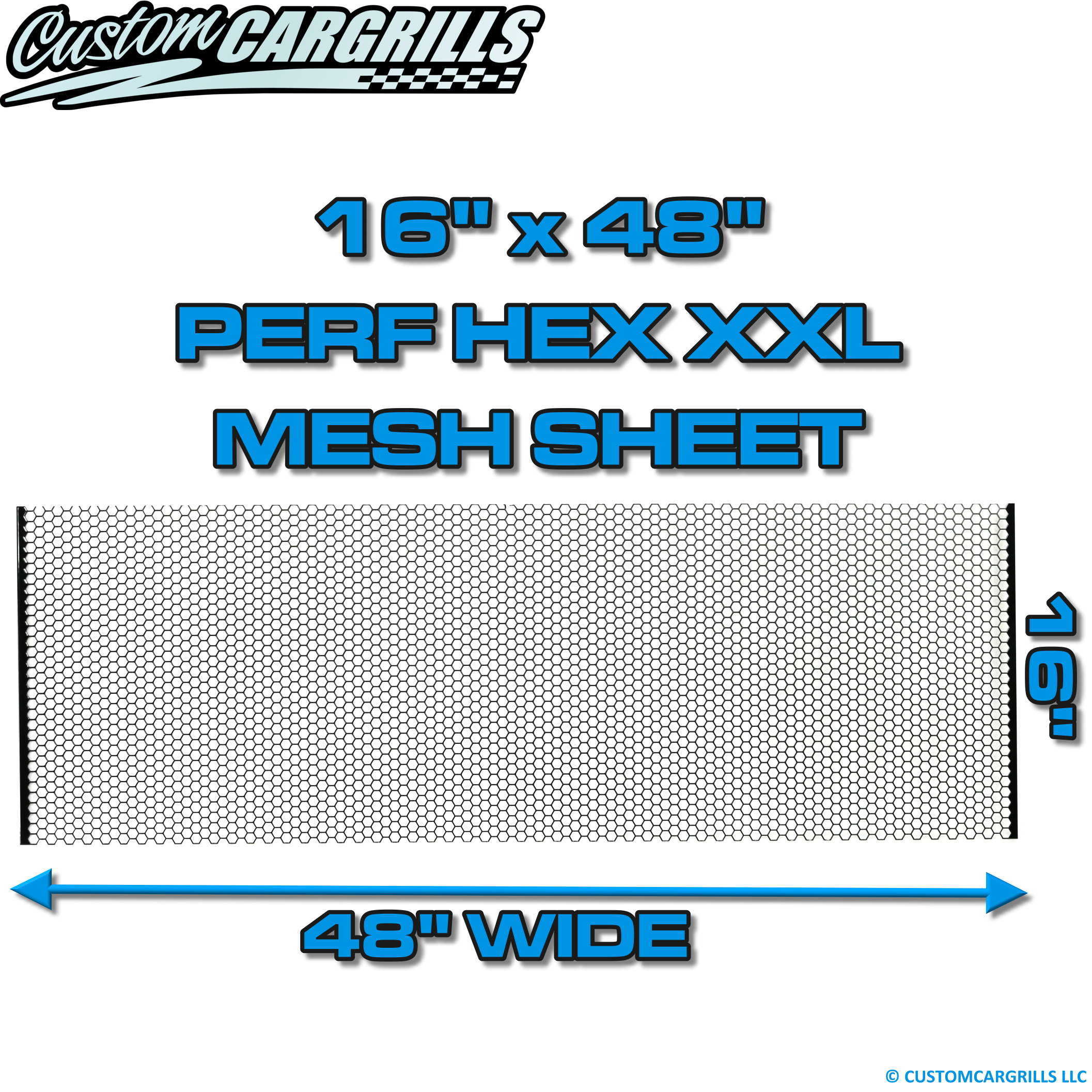 16in. x 48in. Perforated Hexagon XXL Grill Mesh Sheet  - Gloss Black #4
