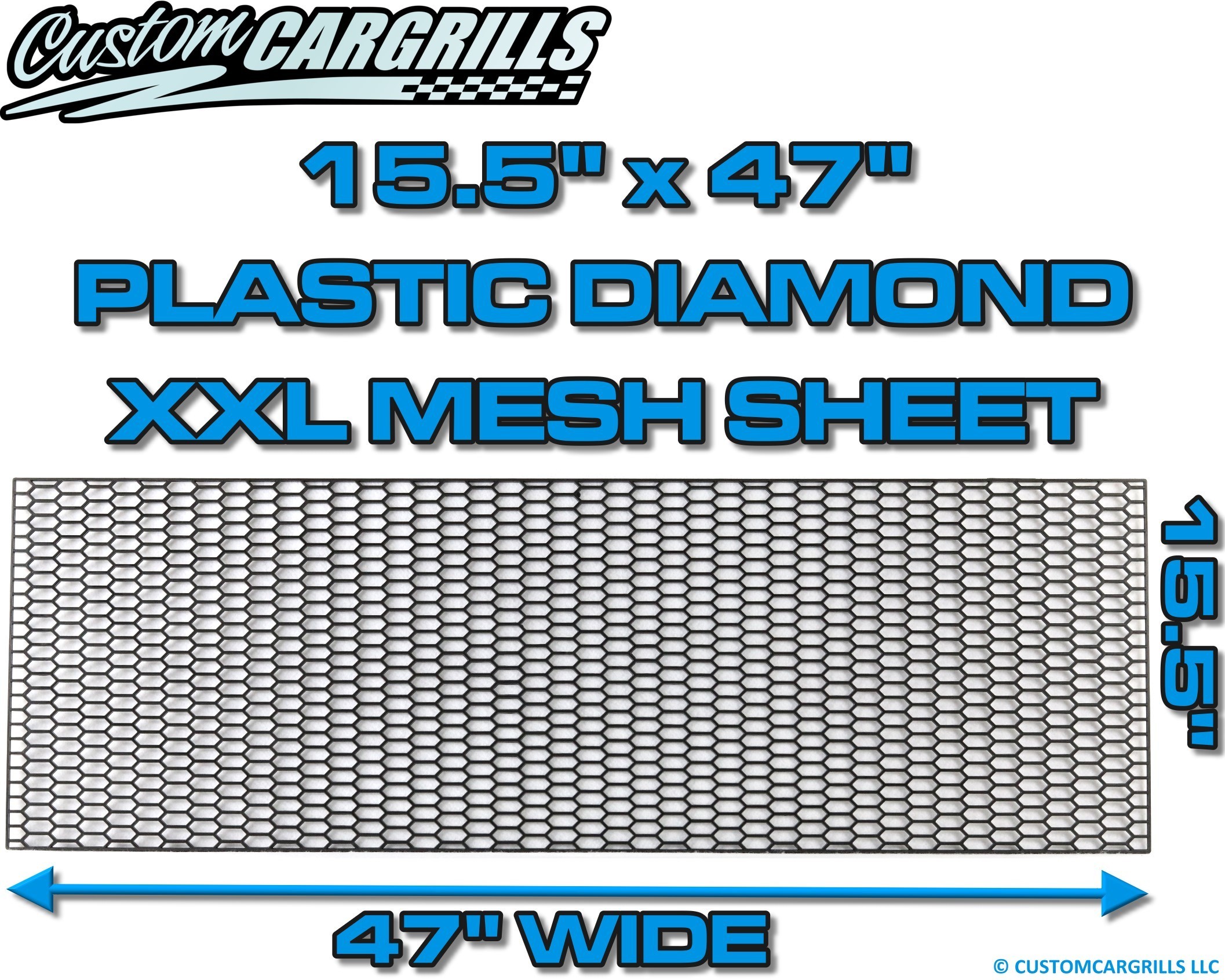 15.5in. x 47in. Plastic Diamond XXL Grill Mesh Sheet - Black #2