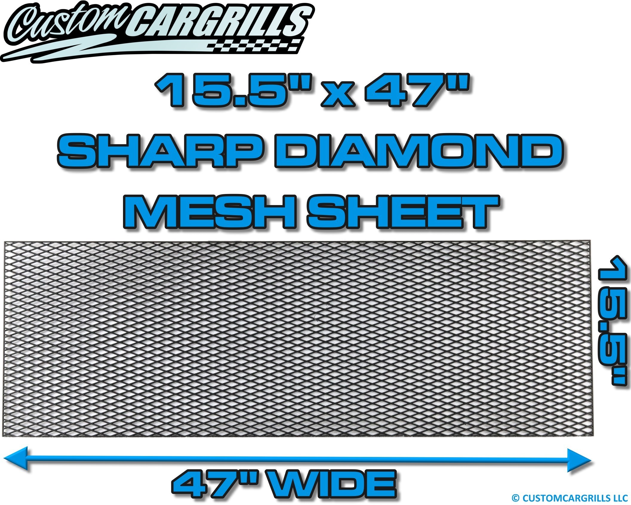 15.5in. x 46in. Plastic Sharp Diamond Grill Mesh Sheet - Black #2