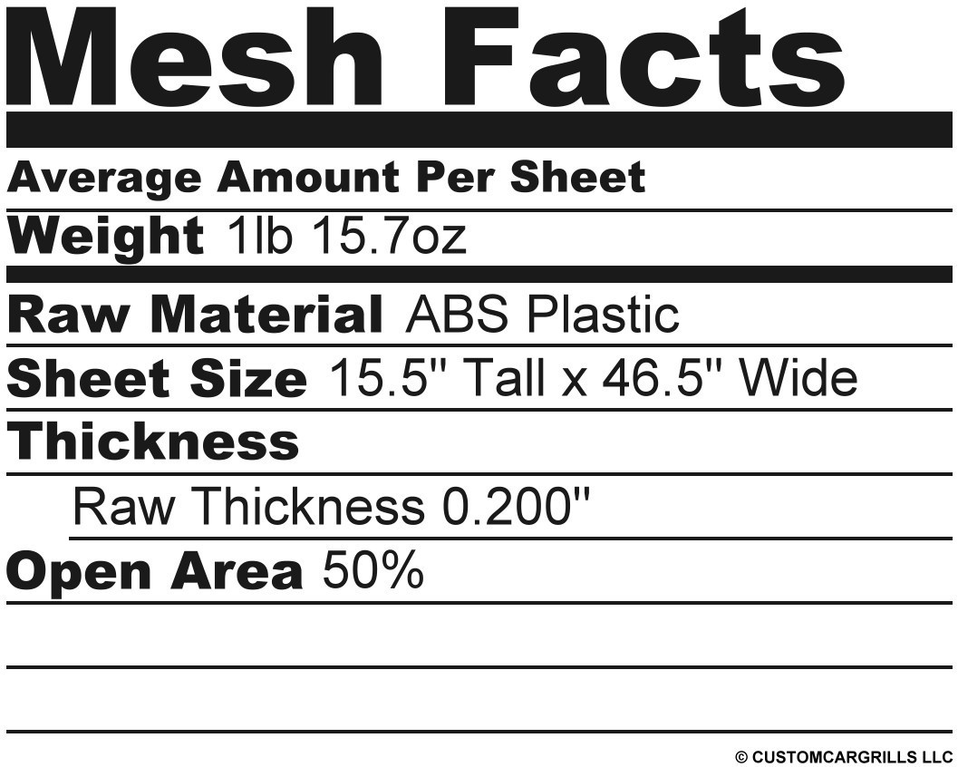 15.5in. x 46in. Plastic Sharp Diamond Grill Mesh Sheet - Black #3