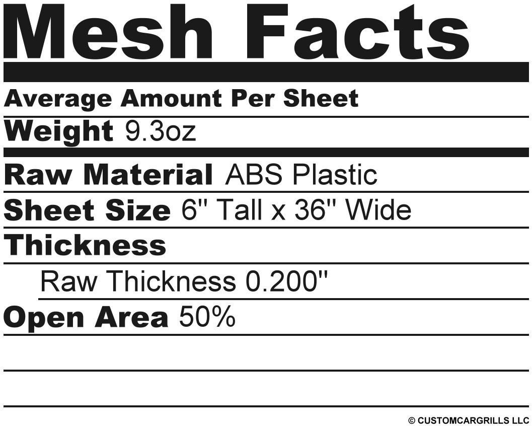6in. x 36in. Plastic Sharp Diamond Grill Mesh Sheet - Black #3