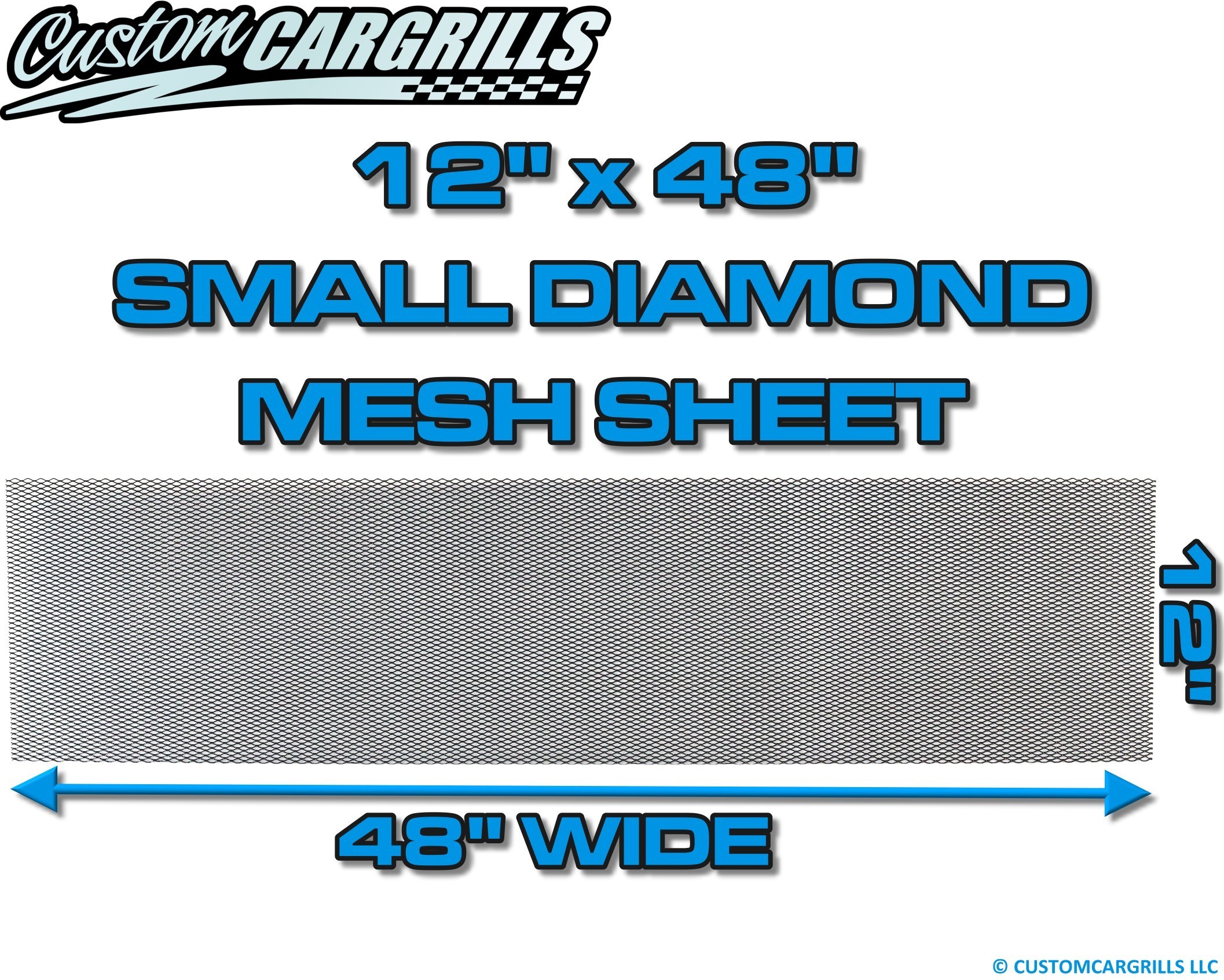 12in. x 48in. Small Diamond Grill Mesh Sheet - Gloss Black #4