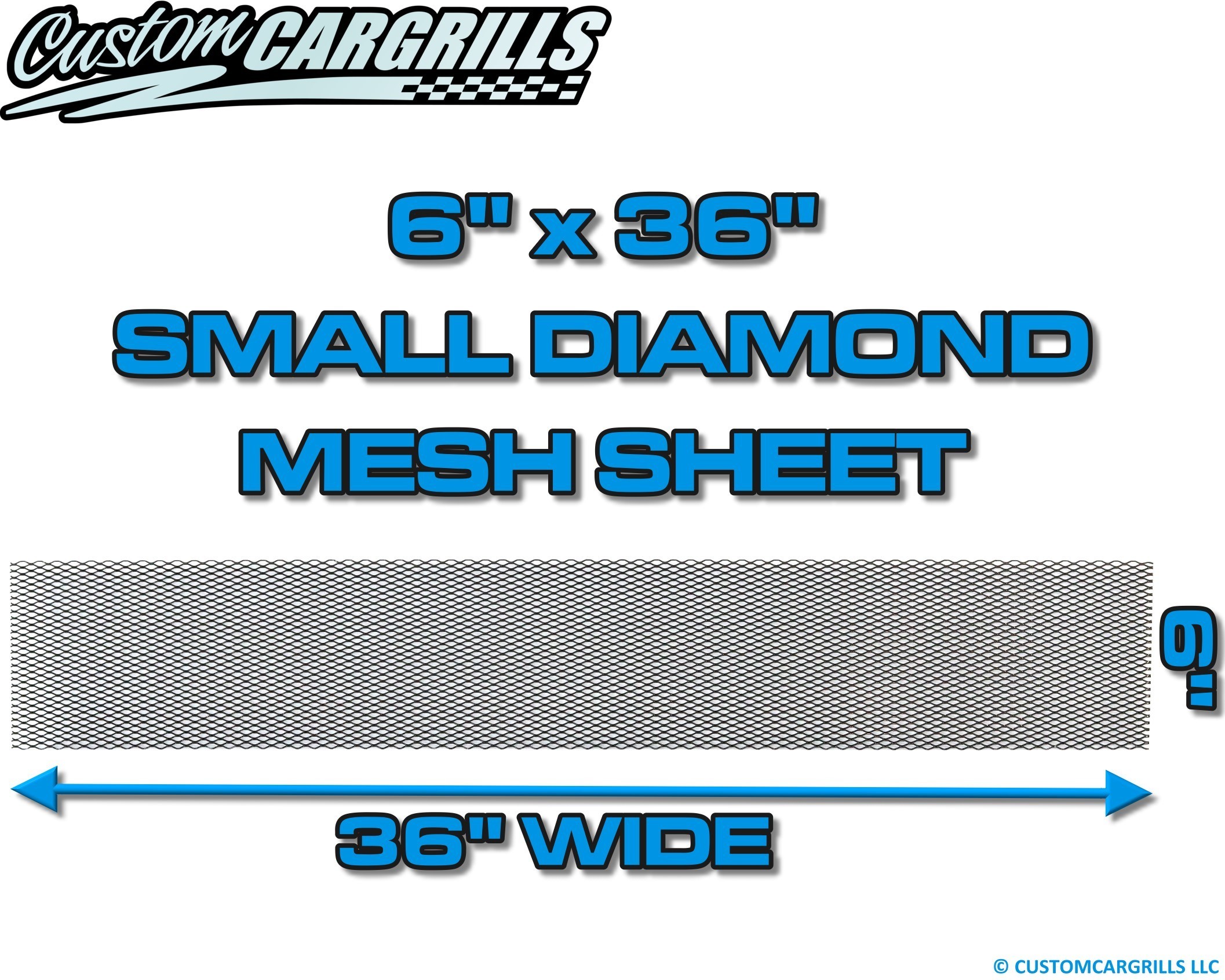 6in. x 36in. Small Diamond Grill Mesh Sheet - Gloss Black #4