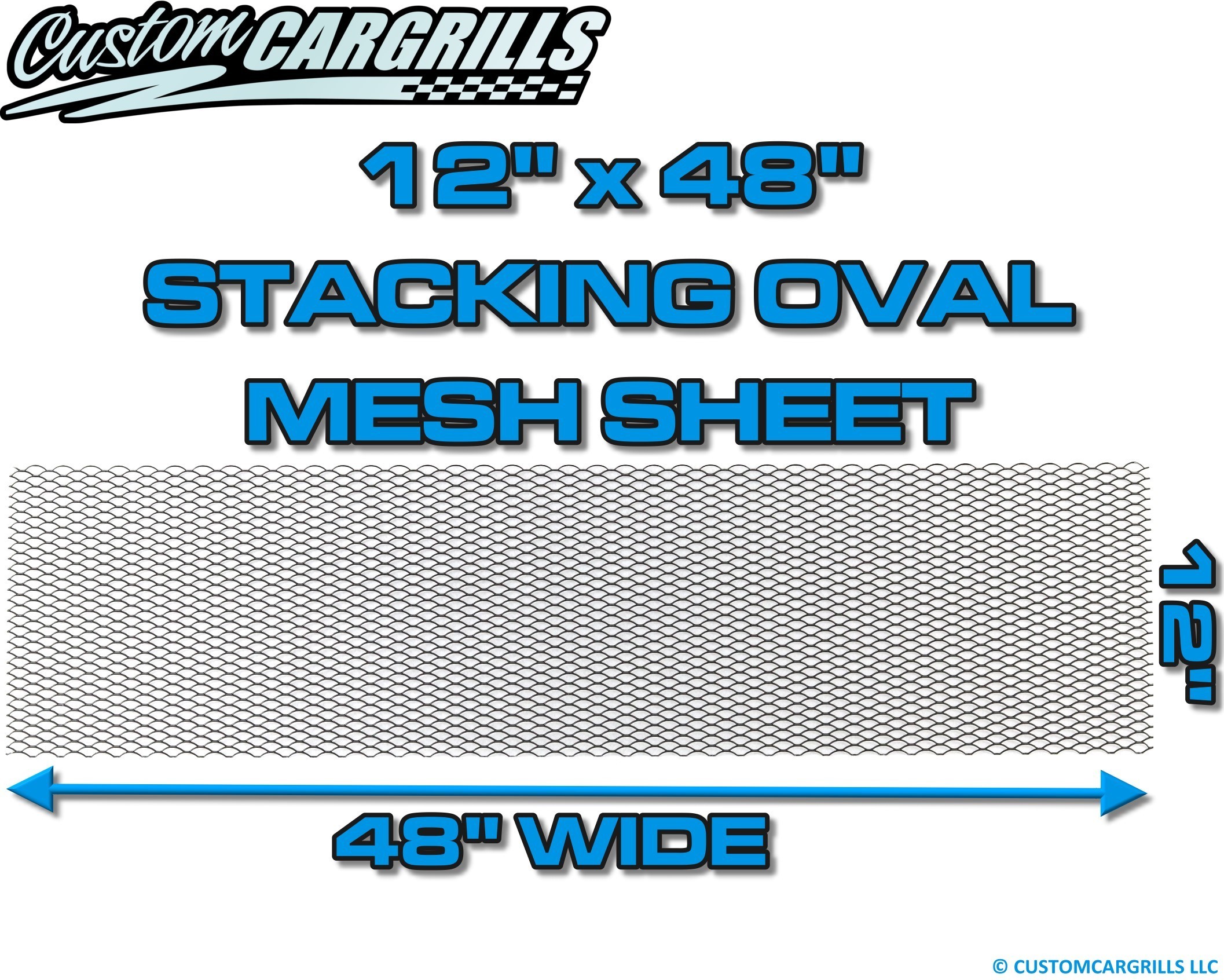 12in. x 48in. Stacking Oval Grill Mesh Sheet - Gloss Black #4