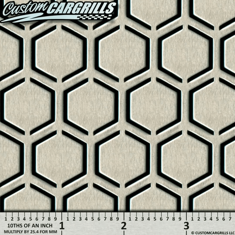 16in. x 48in. Twister Hexagon Mesh Sheet - Horizontal - Silver #1