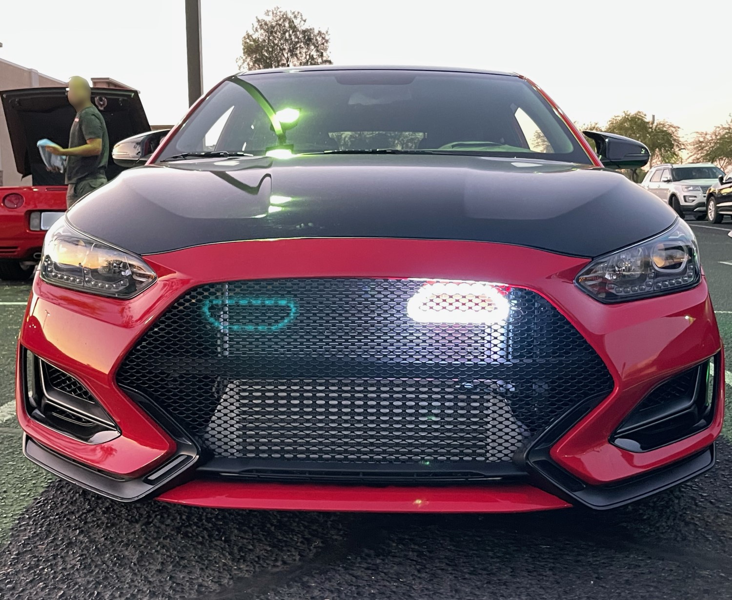 Sporty and Unique: 2nd Gen Veloster with Custom Grille and Light-Up Air Intake