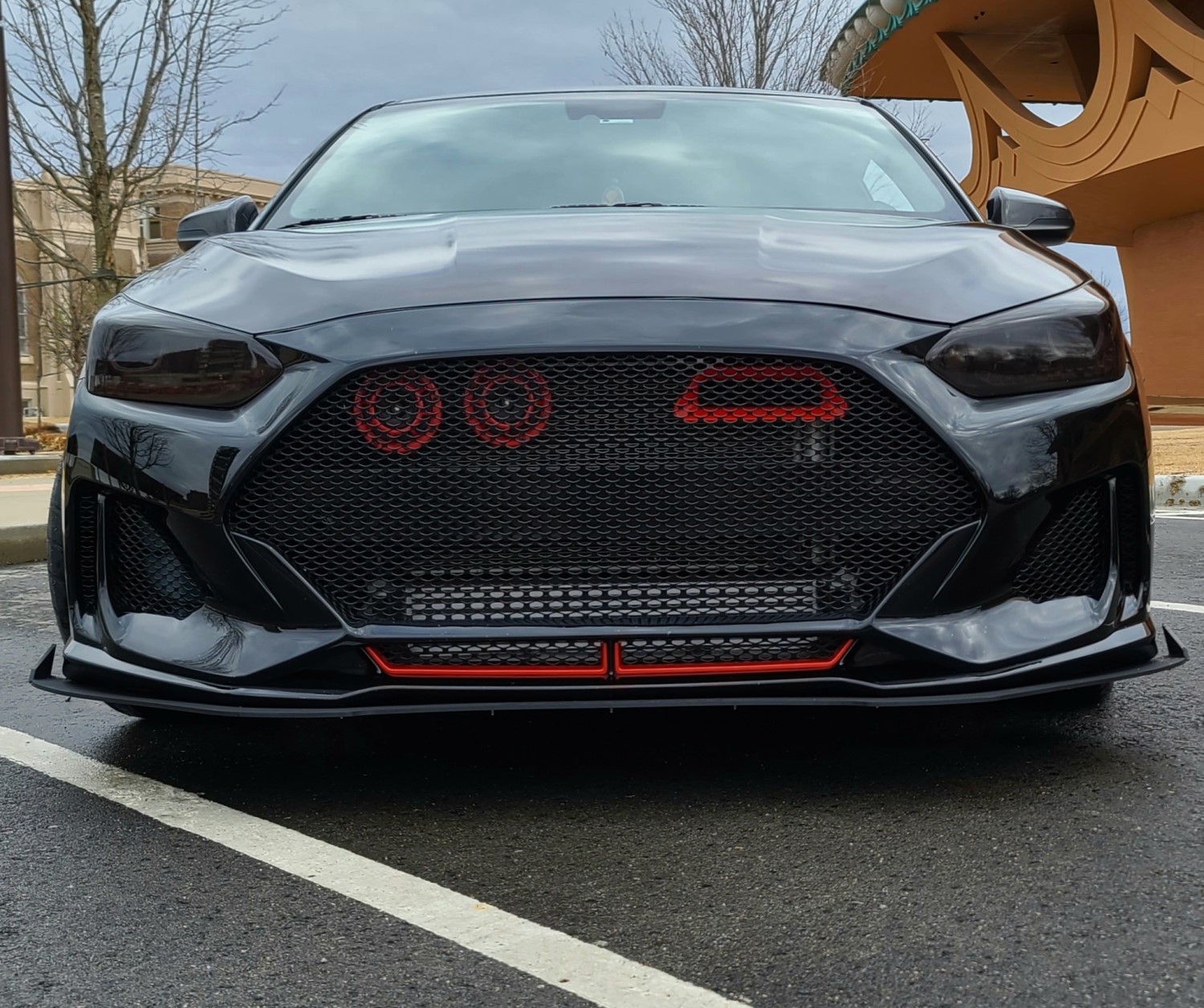 Custom Grille Upgrade: Red Accented Hyundai Veloster Turbo