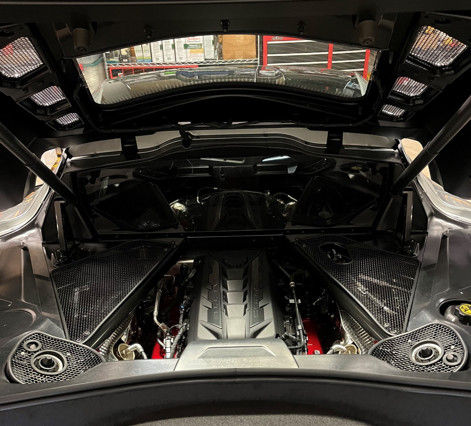 Under the Hood Style: Black Hexagon Engine Covers for C8 Corvette