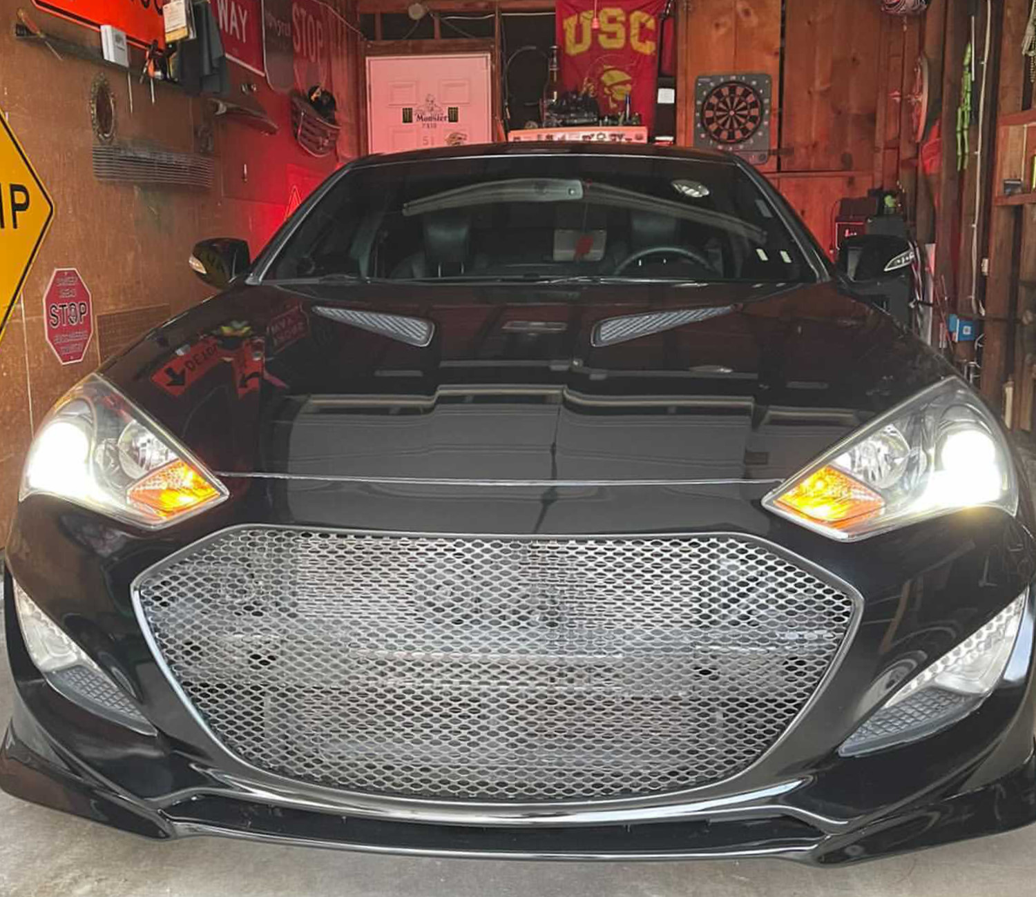 Upgrade Your Hyundai Genesis Coupe with a Gloss Black Mesh Grille and Remove the Bumper Divider for a Sportier Look