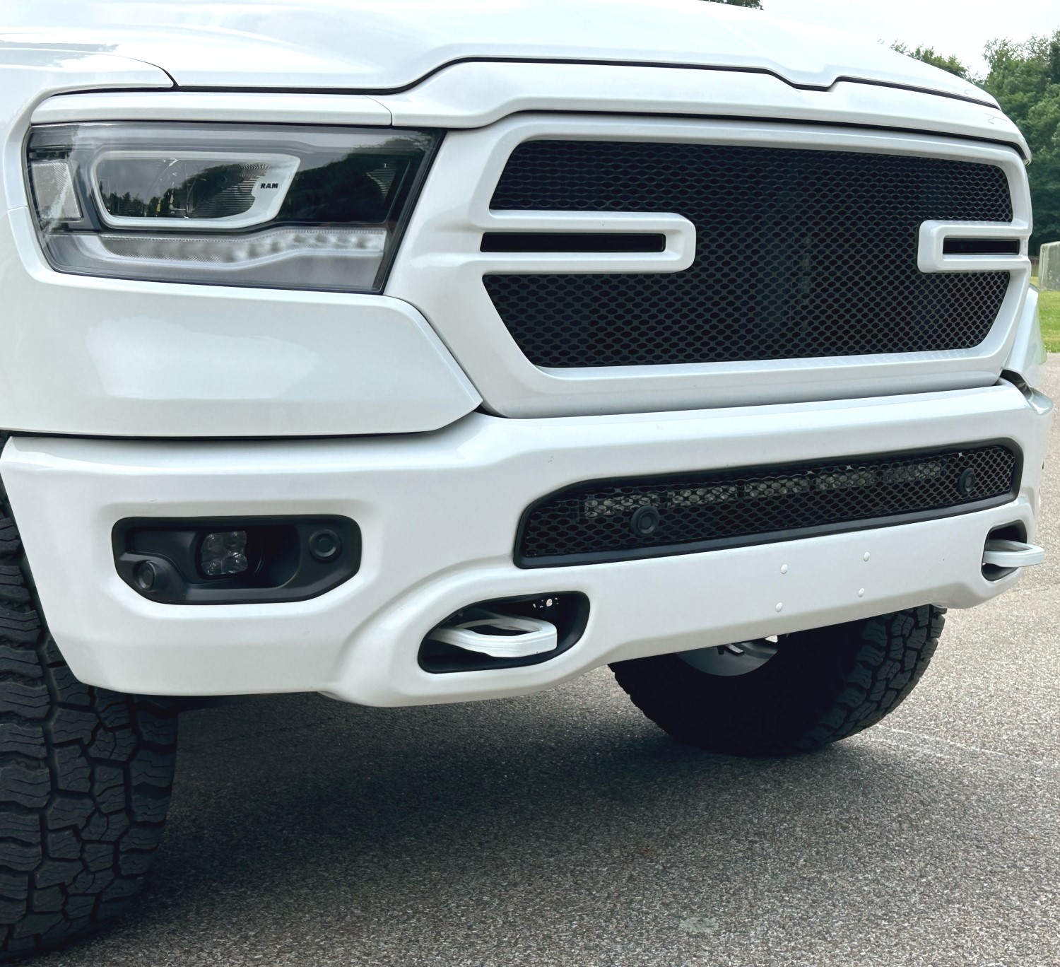 Repeat Customer for New Grille on Lower Bumper of 2019 Ram 1500 and Installs Bright New Lightbar