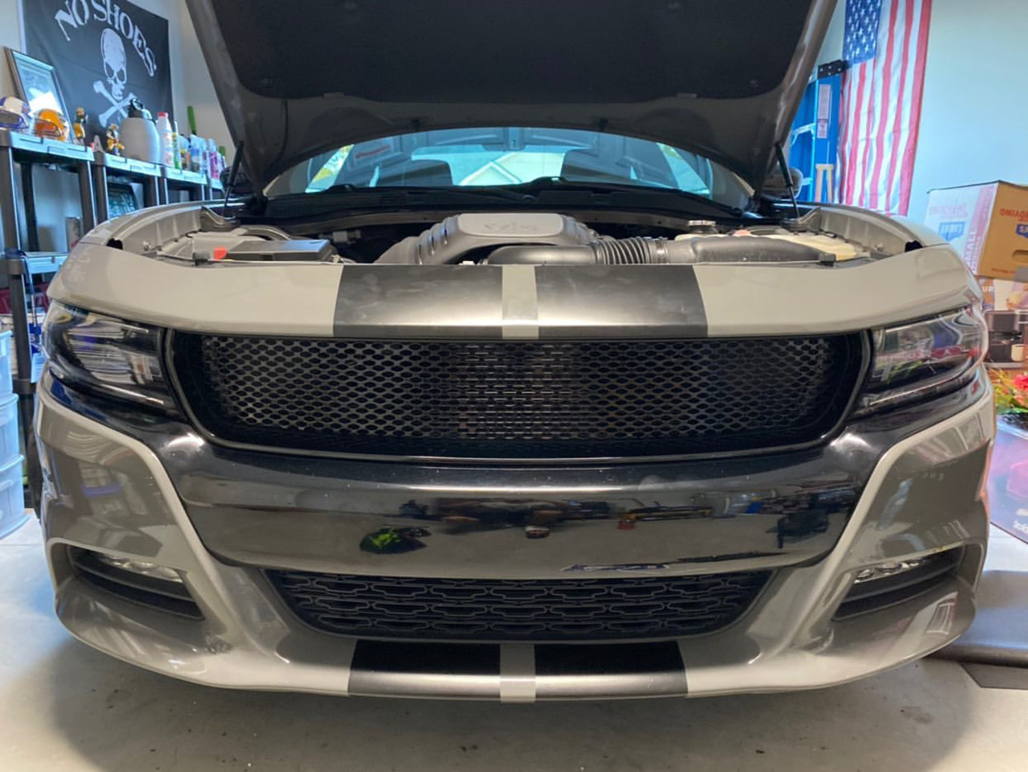 Sleek and Mean: Upgraded Grille for Dodge Charger with Removed Crosshair