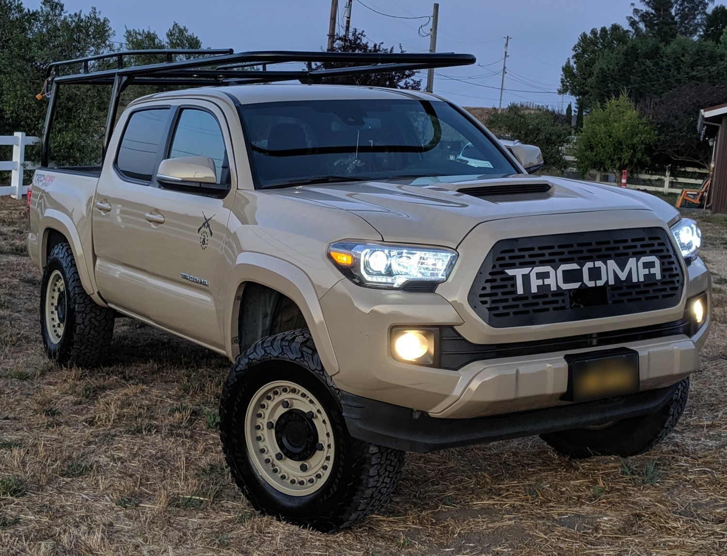 TSS Compatible Custom Grille for 2018+ Tacoma: Laser Cut Stainless Steel in Black