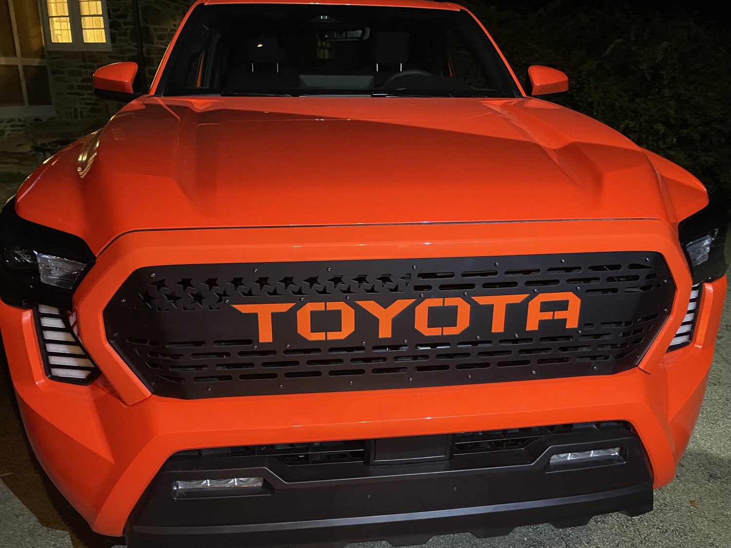 High Octane Custom Grille Build for 2024 Toyota Tacoma in Solar Octane metallic orange