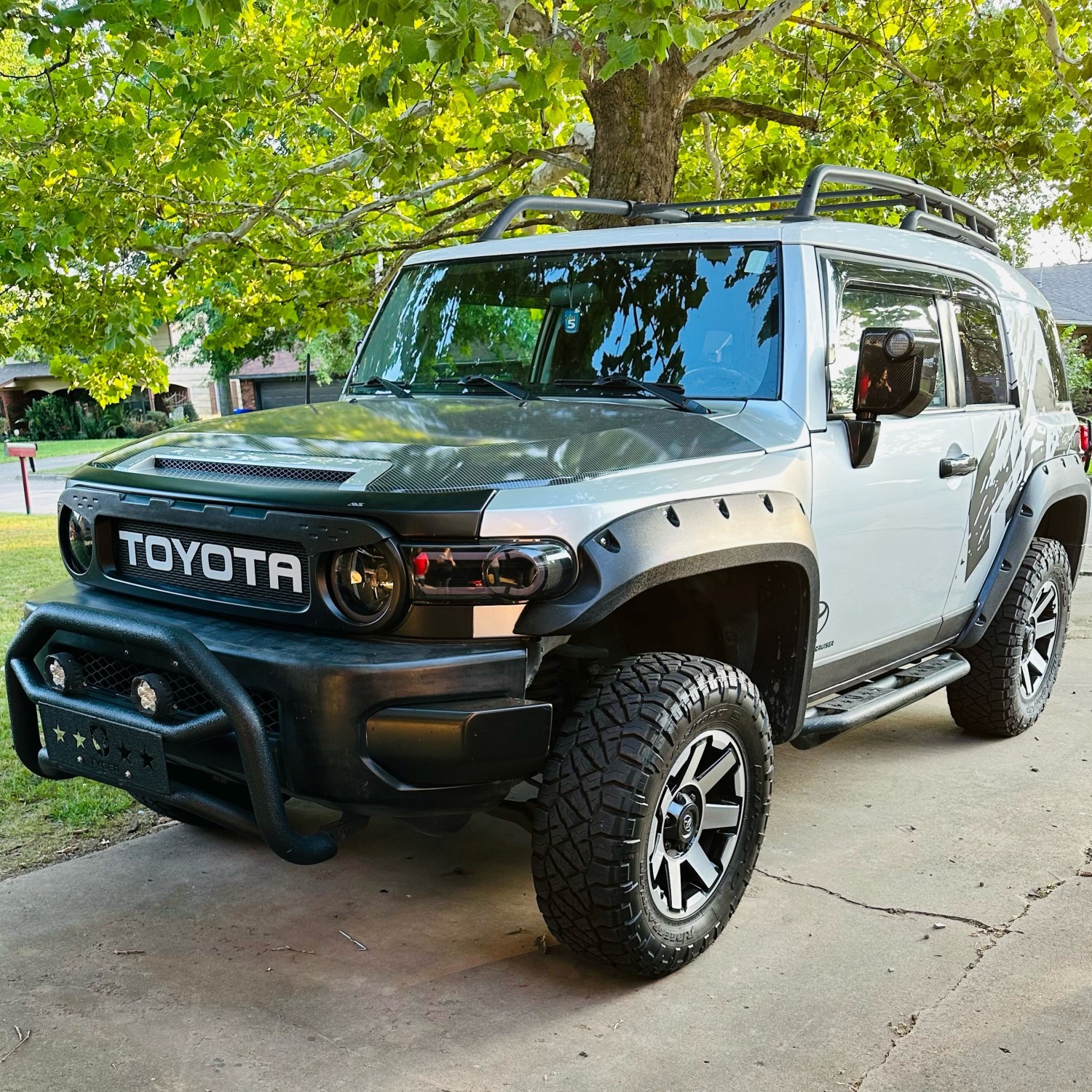 Titanium Metallic Color Matching Big Bold Lettering on Toyota FJ Cruiser for Unique Custom Grille Look