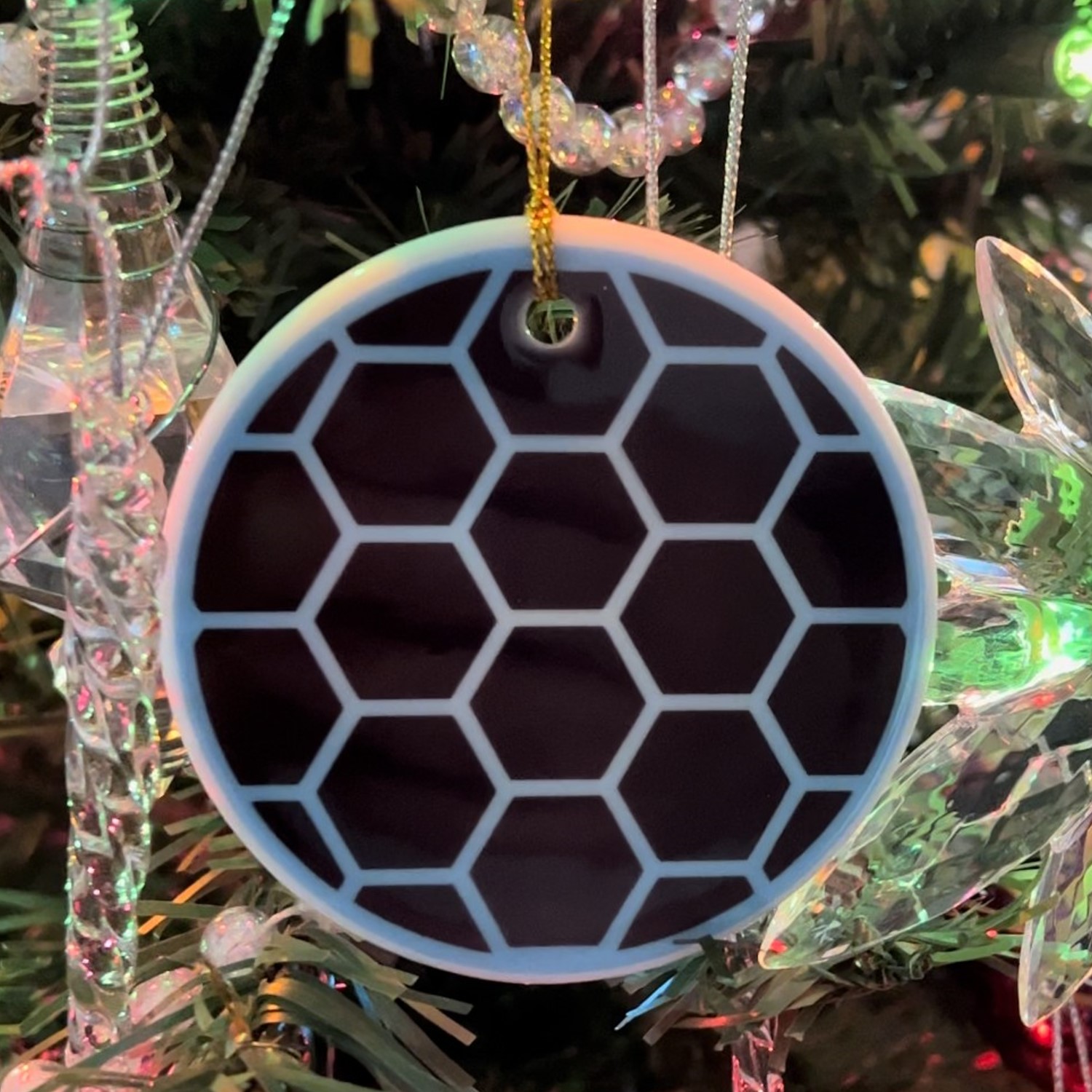 Blue Hexagon Christmas Ornament