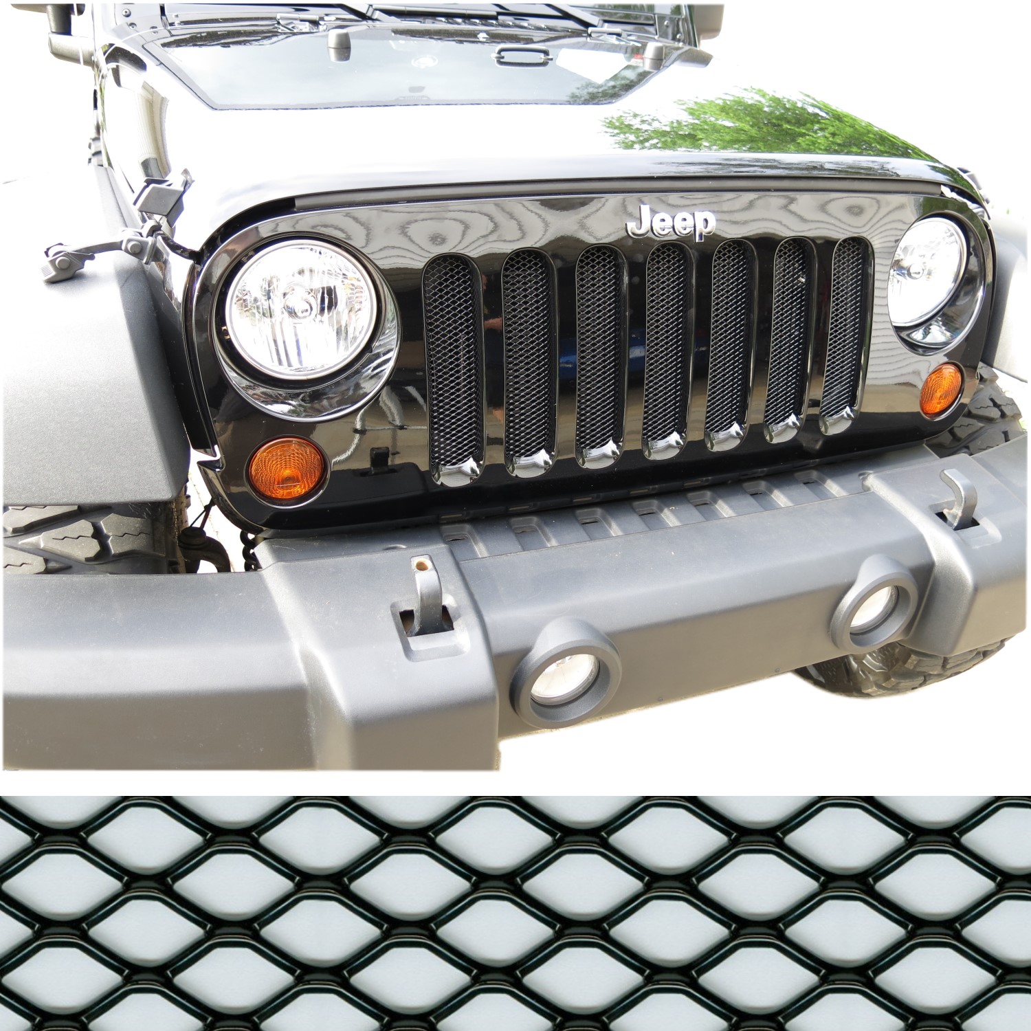 Details About Ccg Mesh Grill Insert Kit For 07 17 Jeep Wrangler Jk Grille Hexagon Xxl Black